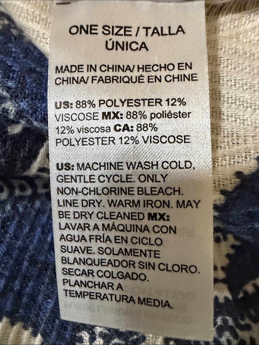 Chico's Cream Scarf with Blue Paisley and Gold Chain Motif - Picture 3 of 3